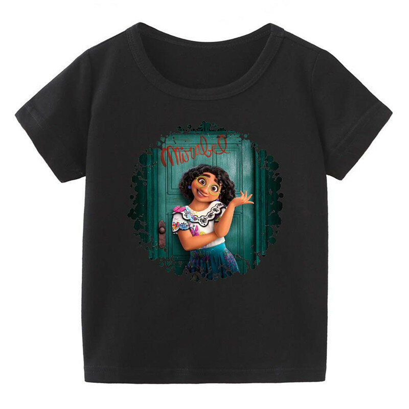 Disney Encanto Mirabel T-Shirt Kinder Mädchen Kleidung Druck muster Baumwolle Freizeit kleidung 2022 Sommerkleid ung Mode Kurzarm