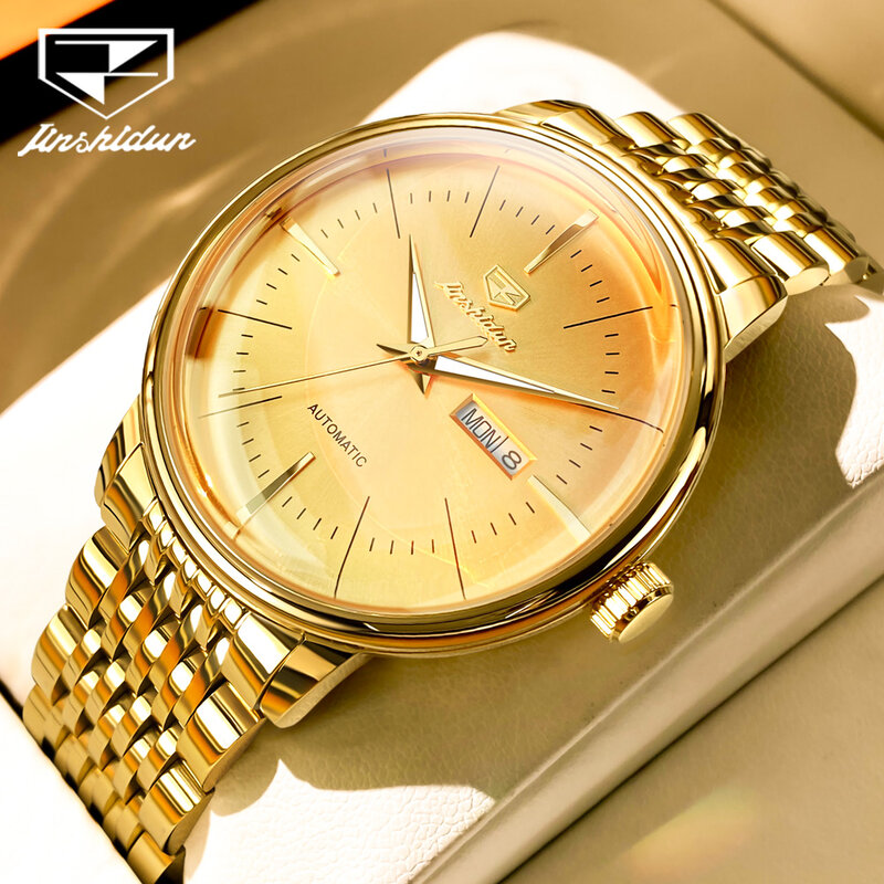 Механические часы JSDUN для мужчин, классический минималистичный циферблат, водонепроницаемые часы из нержавеющей стали, деловые мужские наручные часы 8938