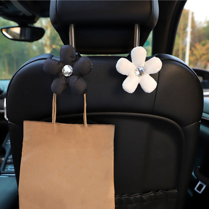 Gancho para el respaldo del asiento del coche, soporte colgante con flores bonitas, colgador de almacenamiento para el Interior del coche, accesorios para el automóvil femenino, 1 unidad