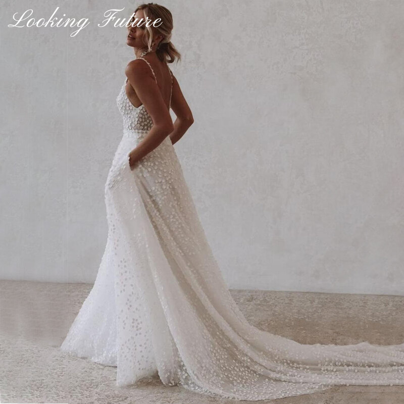Женское фатиновое свадебное платье It's yiiya, белое платье на бретельках с глубоким V-образным вырезом и открытой спиной на лето 2019