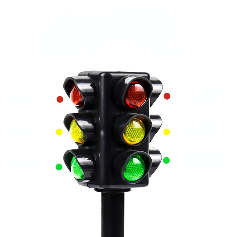 Luces de tráfico simuladas de dos lados, lámpara de señal de carretera, con Base señales de cruce, juguetes de aprendizaje temprano para niños y niñas