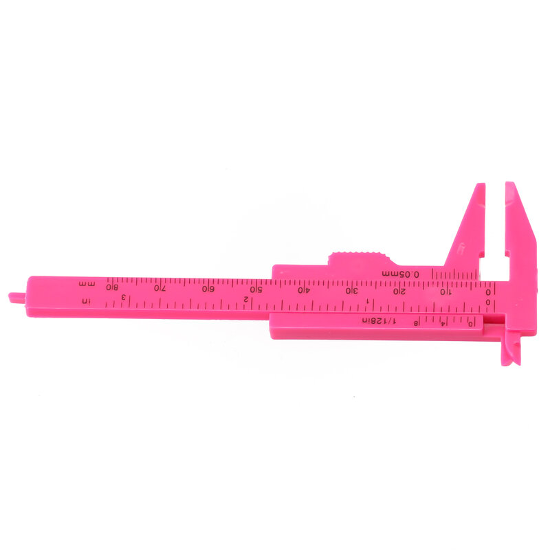 Calibradores de regla de 0-80mm, herramienta práctica de medición de joyería, Escala de doble regla de plástico rosa/rosa roja, nuevo