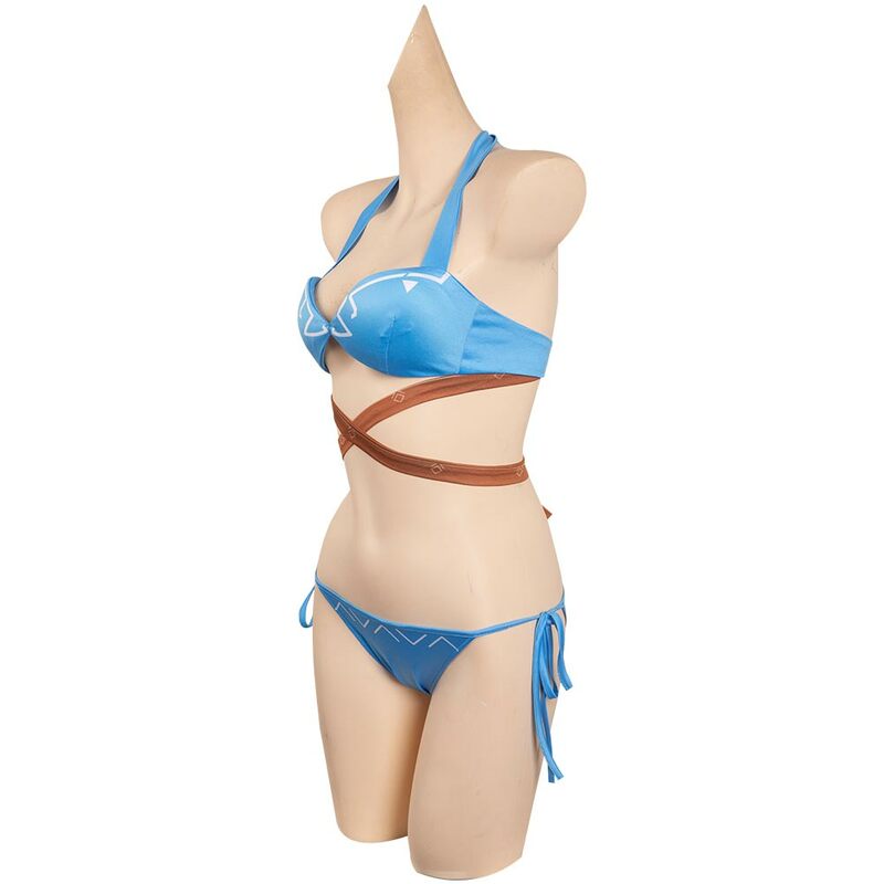 Link Cosplay pakaian renang seksi wanita musim panas kostum Roleplay pakaian renang bikini baju mandi karnaval Halloween setelan pesta