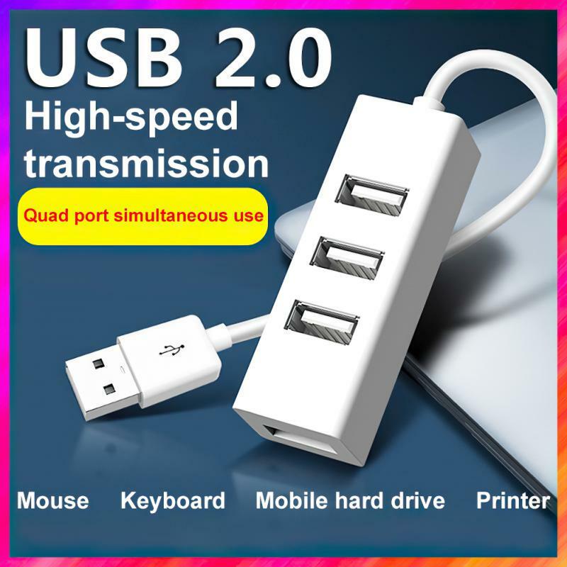 RYRA USB Portabel Universal Hub 4 Port USB2.0 dengan Kabel Kecepatan Tinggi Mini Hub Soket Pola Splitter Kabel Adaptor untuk Laptop PC