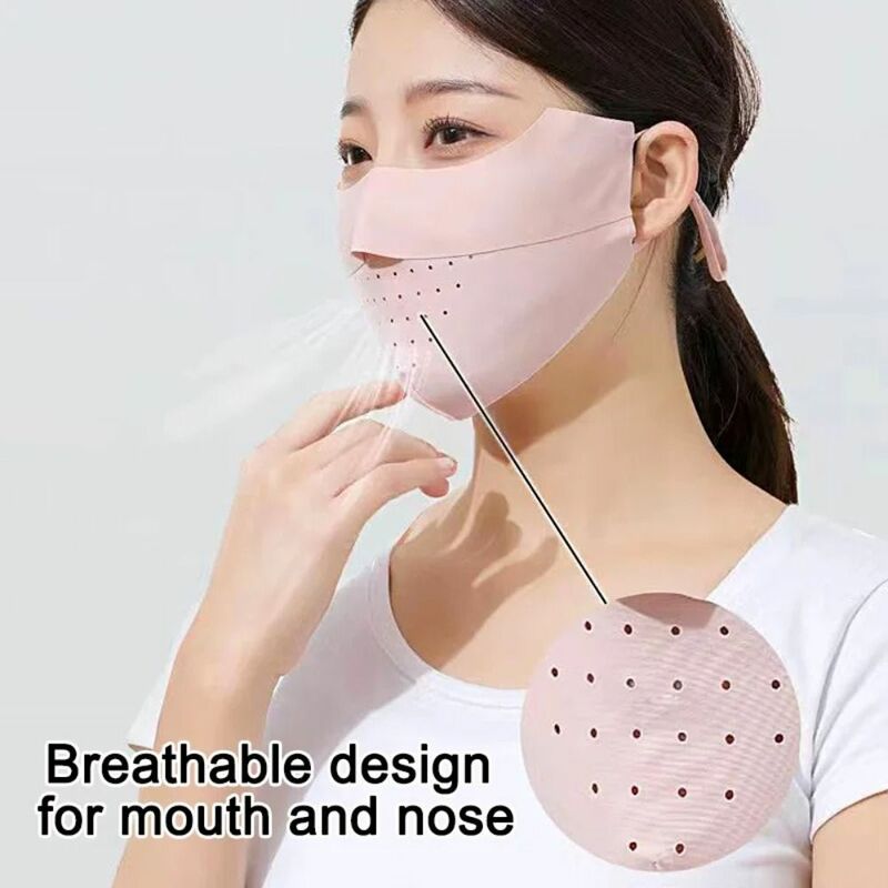 Máscara facial de ciclismo respirável para homens e mulheres, Proteção solar UV, Seda de gelo fina, Máscara esportiva ao ar livre