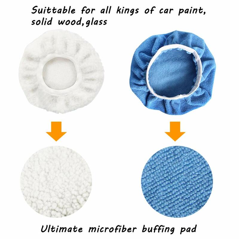 Tampon applicateur pour polisseuse de voiture, tampon de polissage bleu/blanc et Bonnet de polissage en microfibre avec poche pour les doigts, 14 pièces