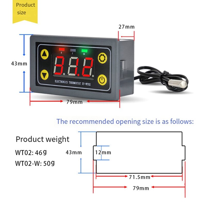 XY-WT02 와이파이 컨트롤러 고정밀 온도 모듈, 냉각 가열 앱 온도 수집기