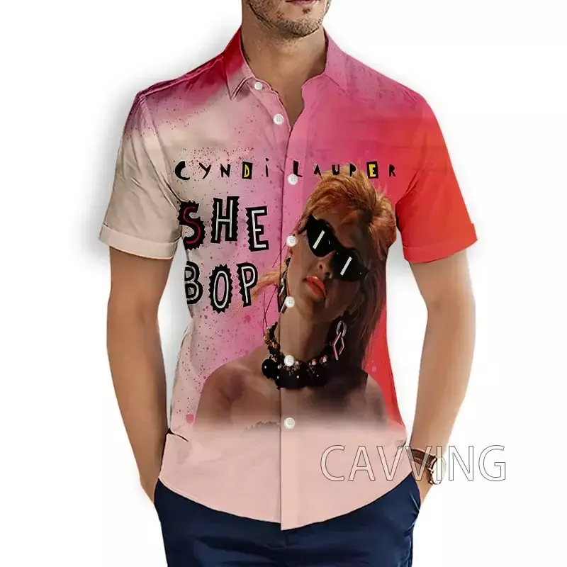 Cavving 3d Print Cyndi Lauper Mode Casual Shirts Heren Korte Mouwen Losse Ademende Hawaii Shirts