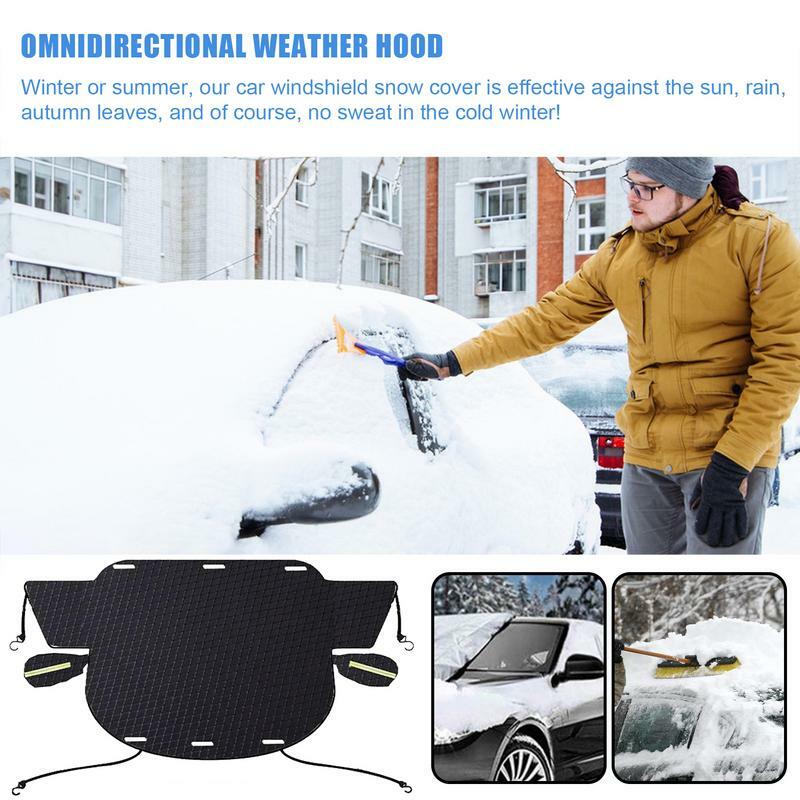 Universal Car Front Windshield Cover Sun Shade Snow Frost Protector Cover With Side Mirrors Cover 102 X 45 Inch Oxford Fabric