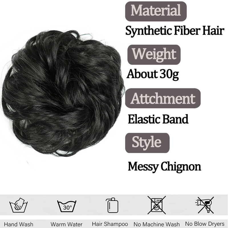 MISSQUEEN-Extensões sintéticas de cabelo encaracolado para mulheres, pão bagunçado com elástico de borracha, acessórios para cabelo
