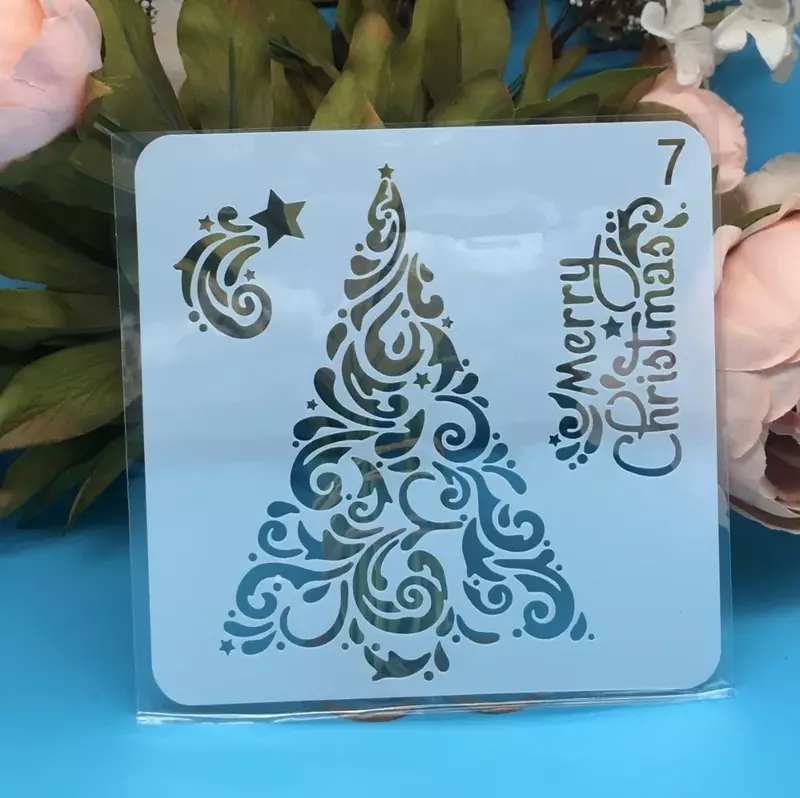 Plantillas de capas DIY de copo de nieve de Feliz Navidad, plantilla decorativa de álbum de recortes para colorear, álbum en relieve, 5 pulgadas, 8 piezas por juego