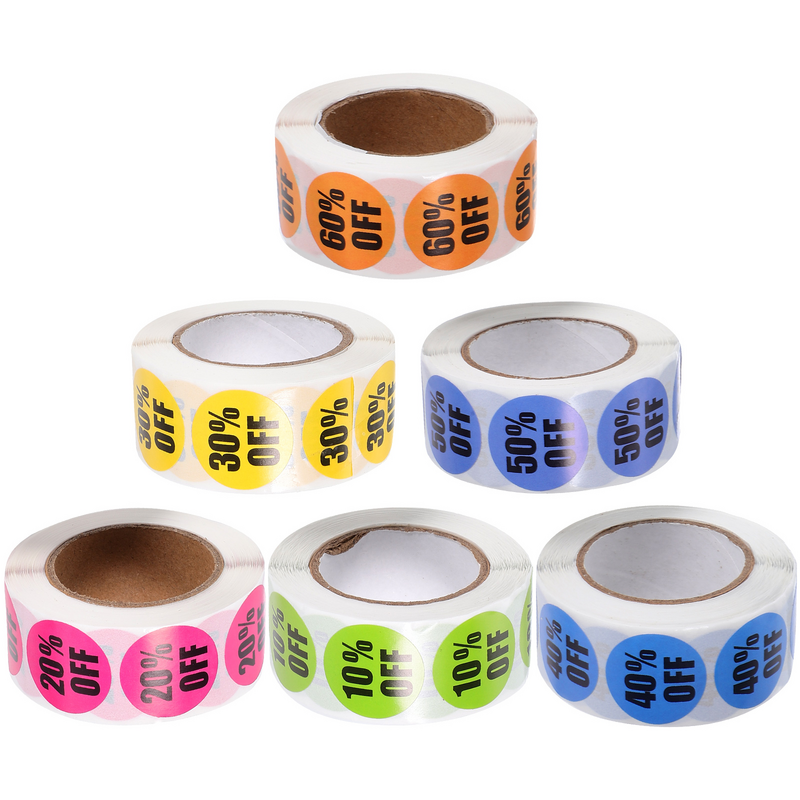 6 Rolls 10 Percent off Pricemarker Label Nail Sticker Discount Labels High Viscosity