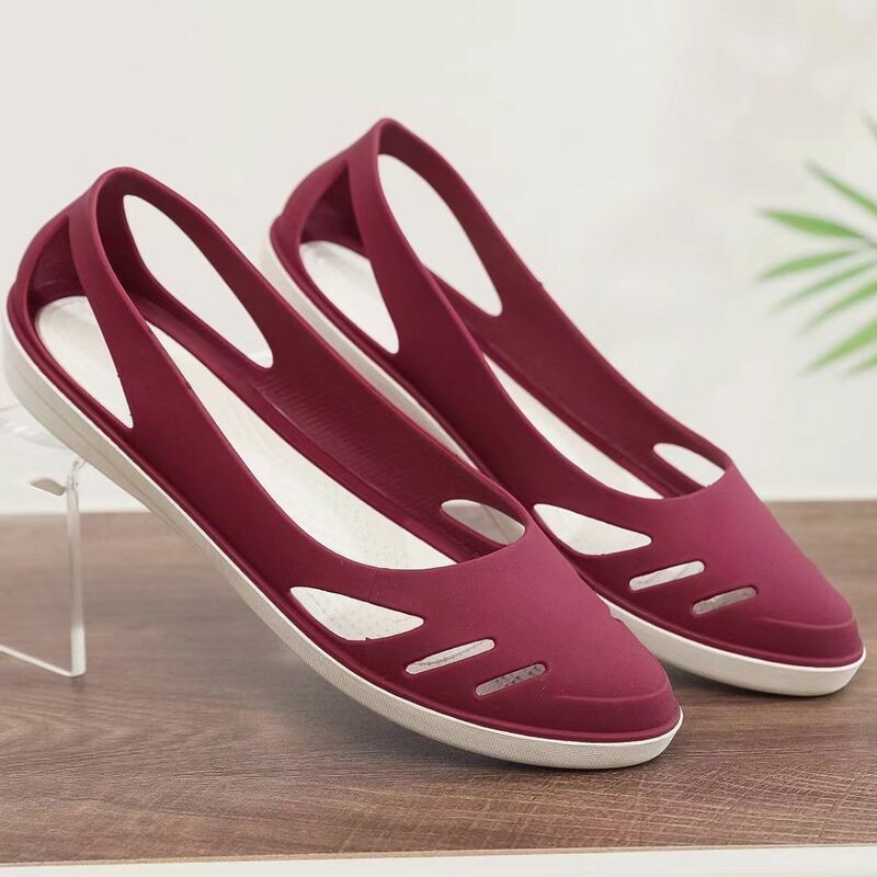 New Women's Summer Baotou Hollow Out Flat Sole Jelly Sandals Free Shipping Soft Sole Non Slip Breathable Outdoor Beach Sandals