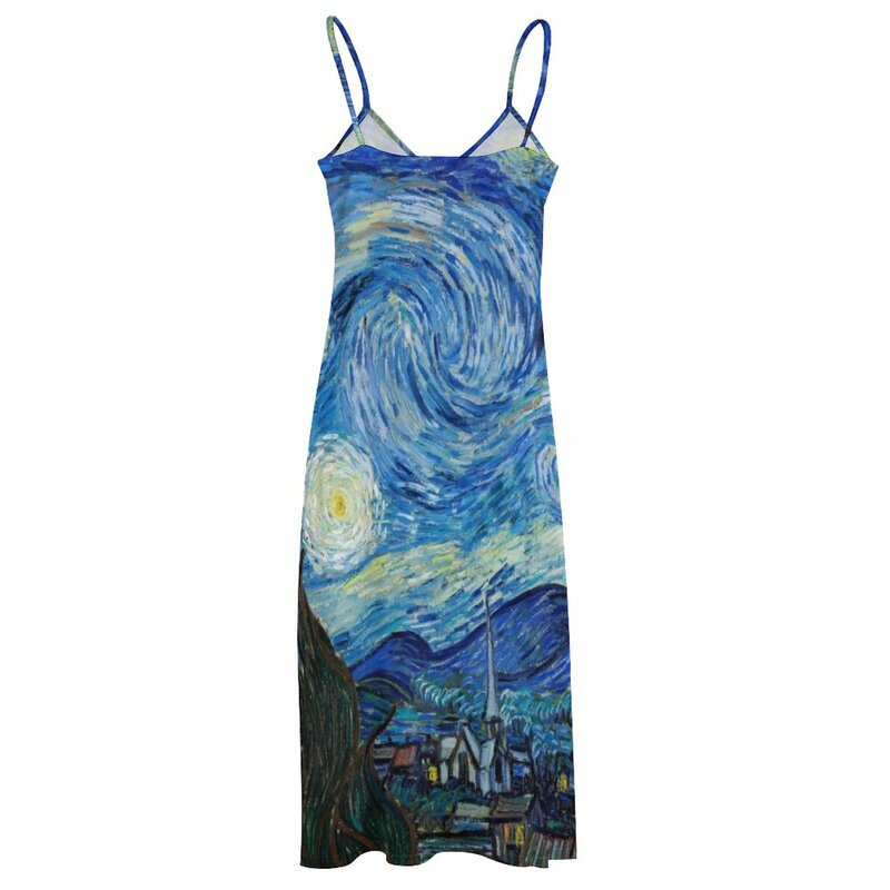 女性のためのノースリーブドレス,高級Vincent Van GOgh-the starry Night-73x92,エレガントな衣装