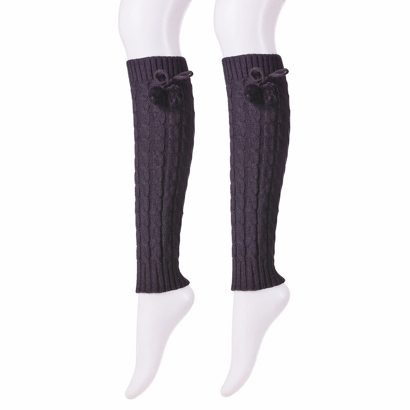 Женские однотонные гетры, осенне-зимние теплые носки до колен для девочек, вязаные теплые носки без ног