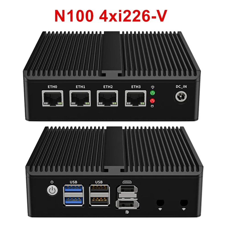 Новый мягкий маршрутизатор брандмауэра N100 J6413 N5105 4x Intel i225 i226 2,5G LAN NVMe безвентиляторный мини-ПК HDMI2.0 DP ESXi Proxmox домашний сервер