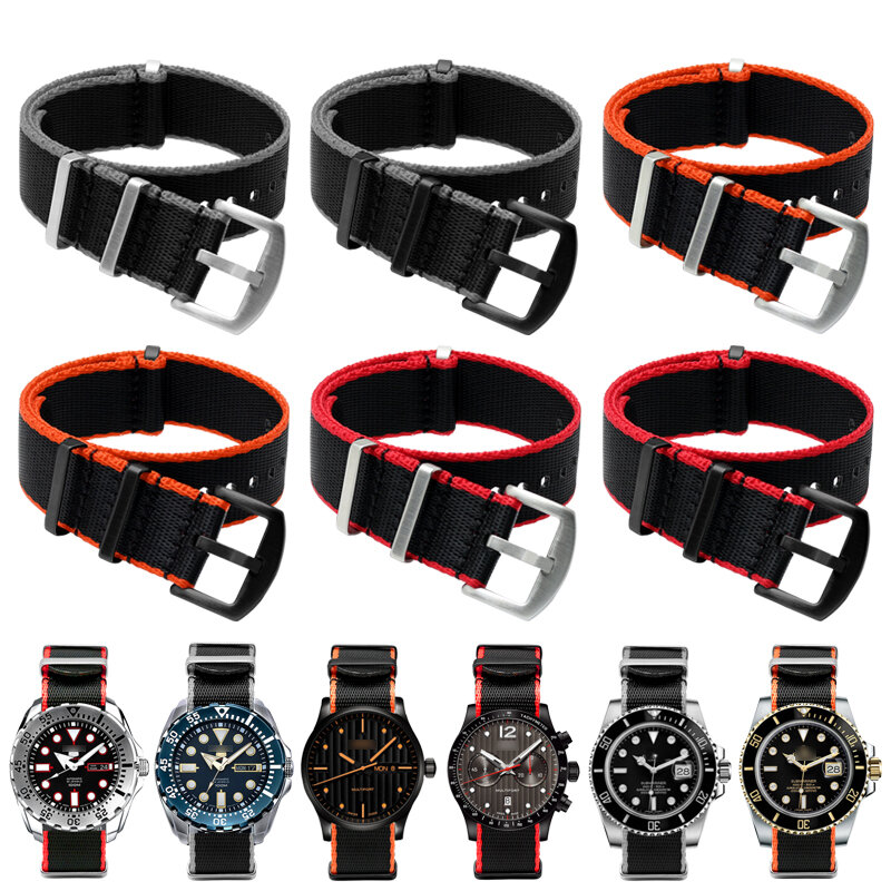 Tali jam nilon 20mm 22mm, jam tangan lembut Premium olahraga Universal untuk 007 pengganti Correa Reloj 20mm 22mm gelang jam nilon