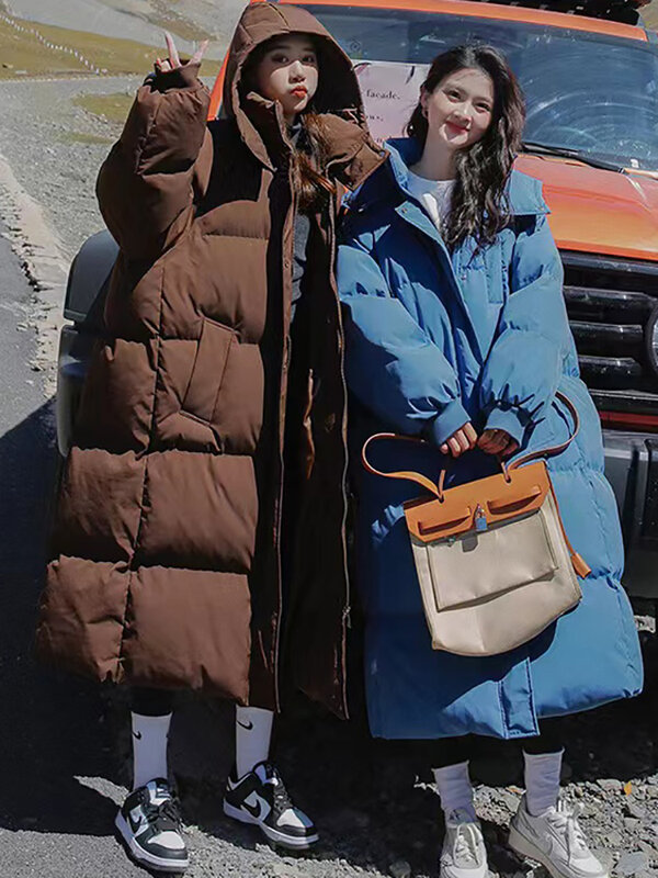 여성용 퍼퍼 재킷, 두꺼운 따뜻한 코트, 후드 포함, 오버사이즈 캐주얼 한국 패션 아우터, 가을, 겨울, 2022 신상