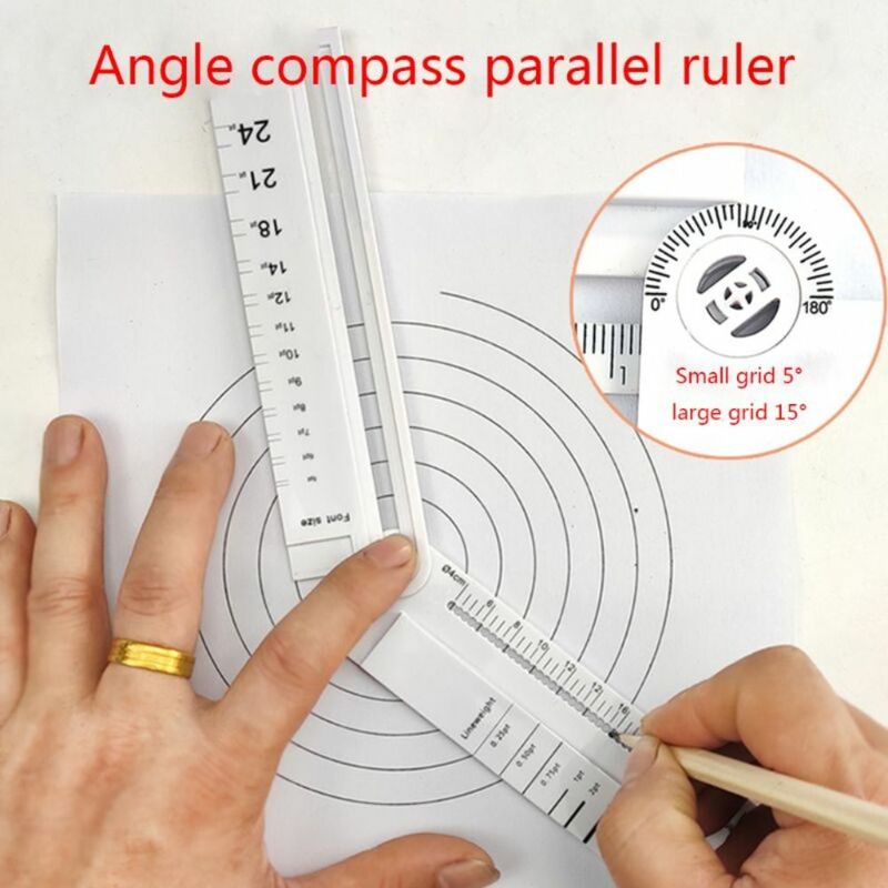 30CM Multi-functional Transparent Rectangle Ruler Protractor Pencil Compass Creative Students Stationery Measuring/ Drawing Tool