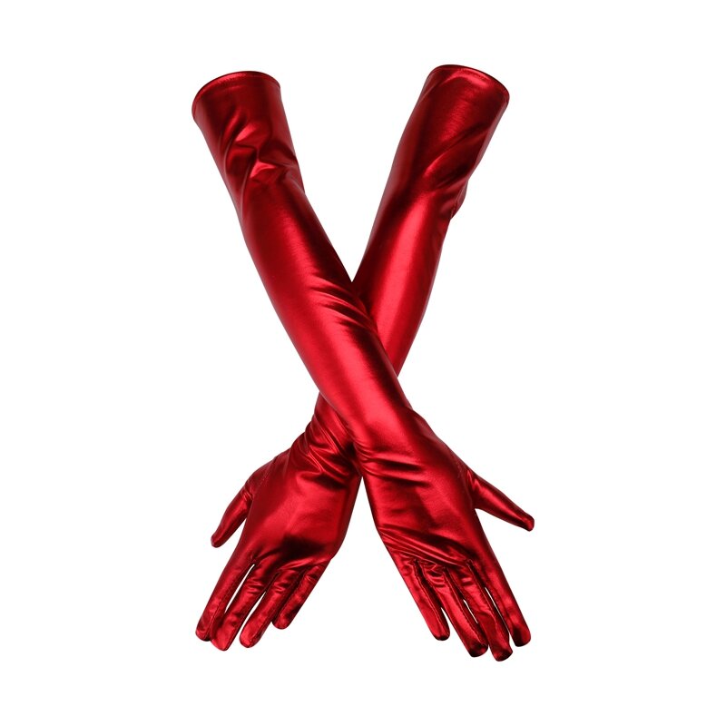 1 Pair Sexy Faux Leather Shiny Long Glove Punk Gloves Sexy Hip-pop Jazz Outfit Mittens Cosplay Costumes Accessory