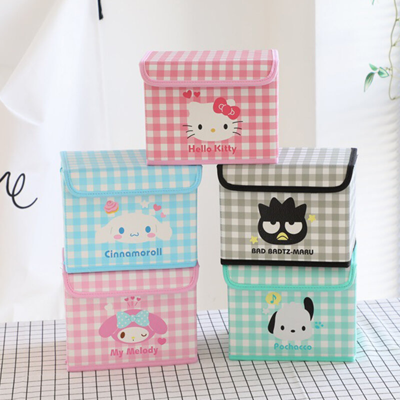 Sanrio Hello Kitty-caja de almacenamiento de escritorio, bonito Kuromi Cinnamoroll, artículos diversos, juguetes, ropa interior, cosméticos, papelería, cesta organizadora