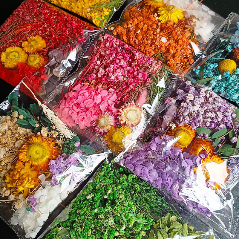 Flores secas de Plantas secas para moldes de fundición de resina epoxi, Material para velas de aromaterapia DIY, accesorios para hacer manualidades, 1 bolsa