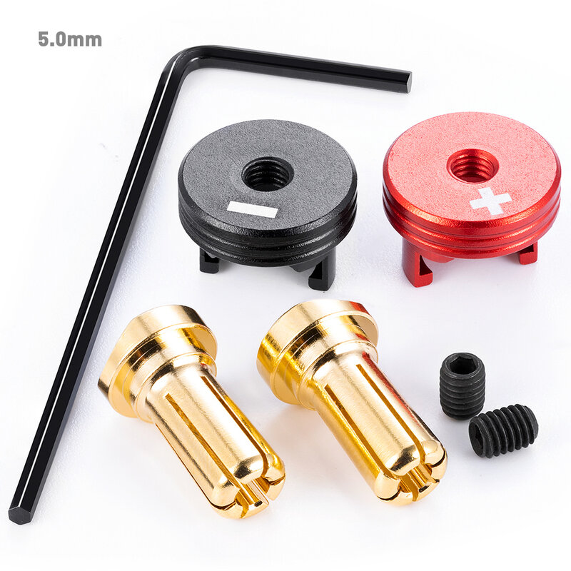 YEAHRUN 1Pair 4.0mm/5.0mm Brass Bullet Banana Plug RC Car Battery Connector with Metal Heat Sink for RC Model Cars