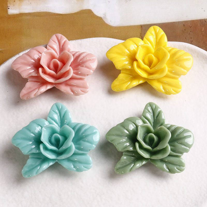 Pendientes de resina de color sólido, accesorios de flores de forma irregular, versión coreana de 2 piezas, accesorios para el cabello, carcasa para teléfono móvil