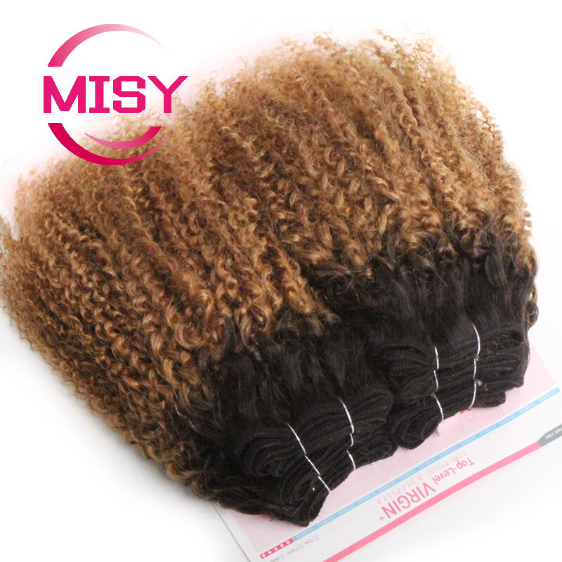 Bundles de cheveux bouclés caution brésiliens pour femmes noires, tissage de cheveux 100% naturels, extension de cheveux Remy Ombre, 6 pièces par lot