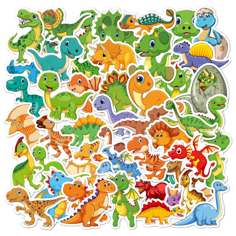 50 قطعة/الحزمة ديناصور الطفل الكرتون الإبداع لطيف للأطفال محمول كأس الماء الغيتار لوحة سكيت خوذة ملصقات