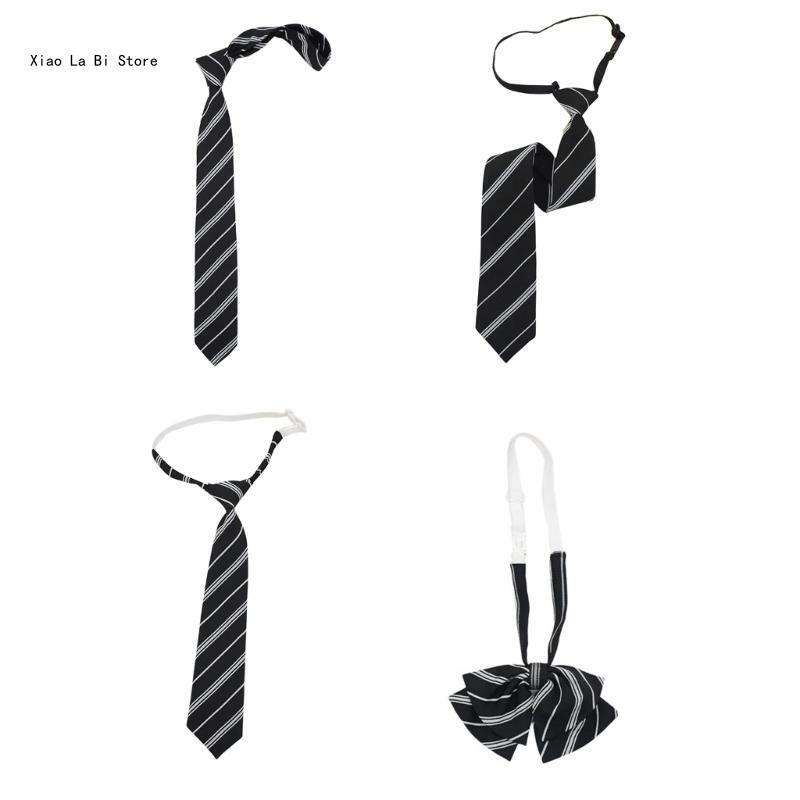Teen Girl Striped Necktie Woman British Striped Pattern Neckwear Detachable Collar Removable Ties Costume Necktie XXFD