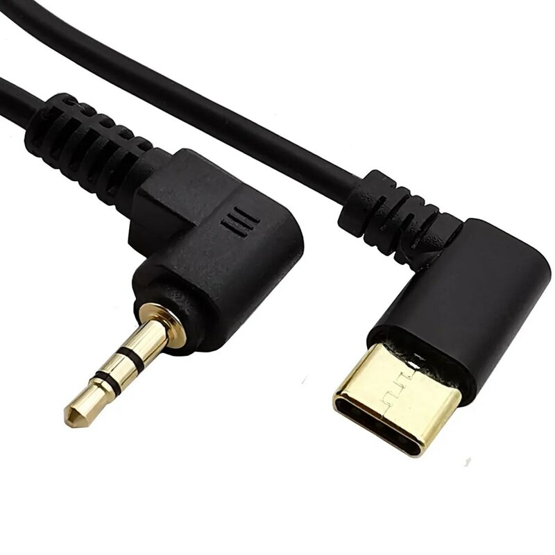 Cable de transferencia de Audio tipo c a 2,5 Mm, conexión de auriculares, altavoz auxiliar para coche móvil, codo chapado en oro métrico, 0,3 m