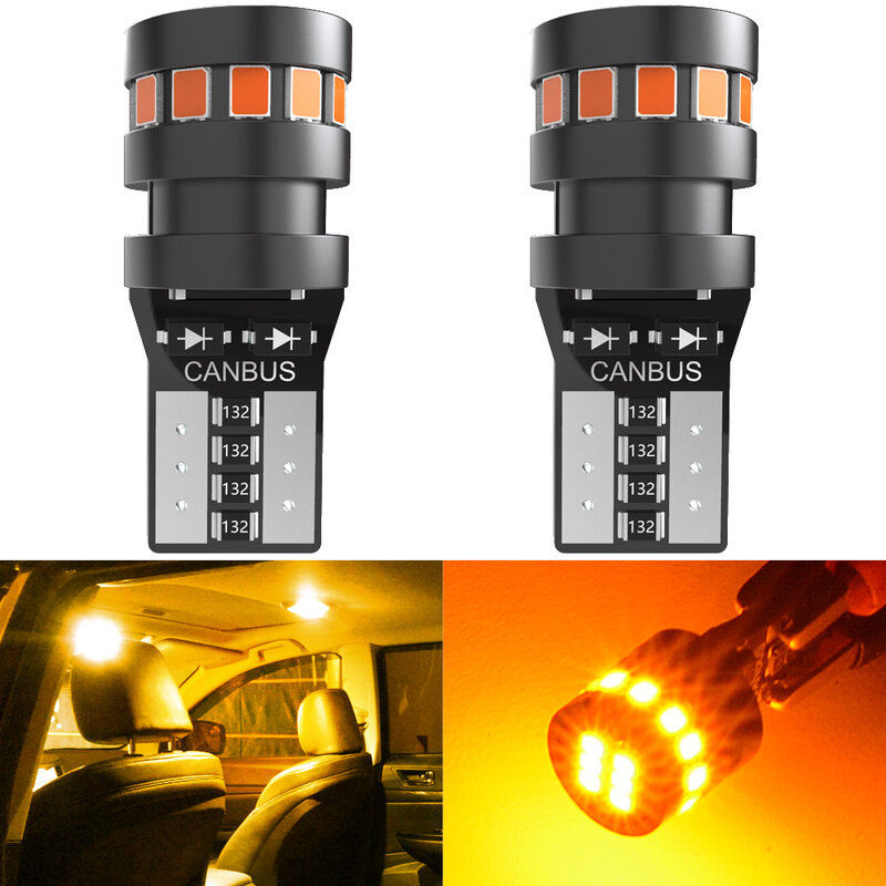 2x High Quality T10 W5W Orange Red 2015 LED Car Interior Reading Dome Light Marker Lamp 168 194 LED Auto Wedge Parking Bulbs