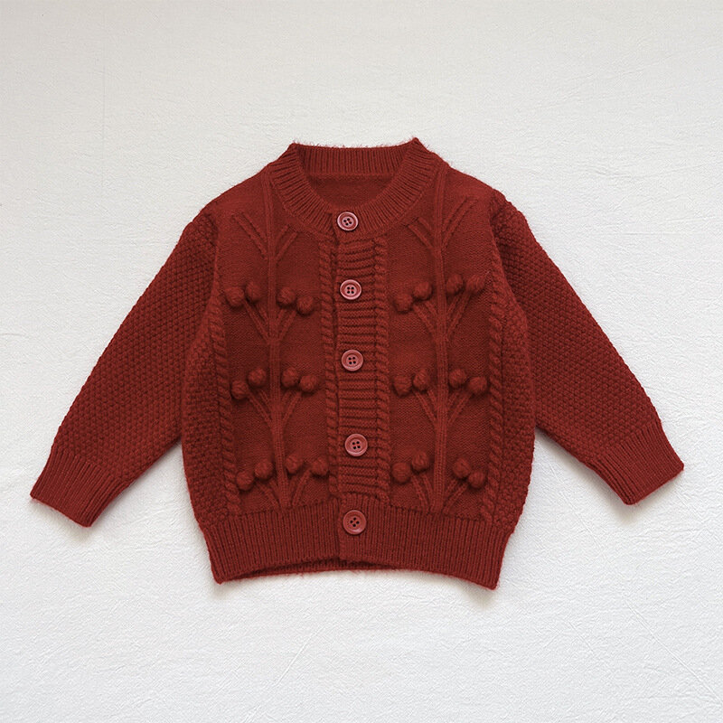 Girls Sweater Wool Coat Knitting 2022 Retro Thicken Warm Winter Cardigan Fall Cotton Children's Clothing