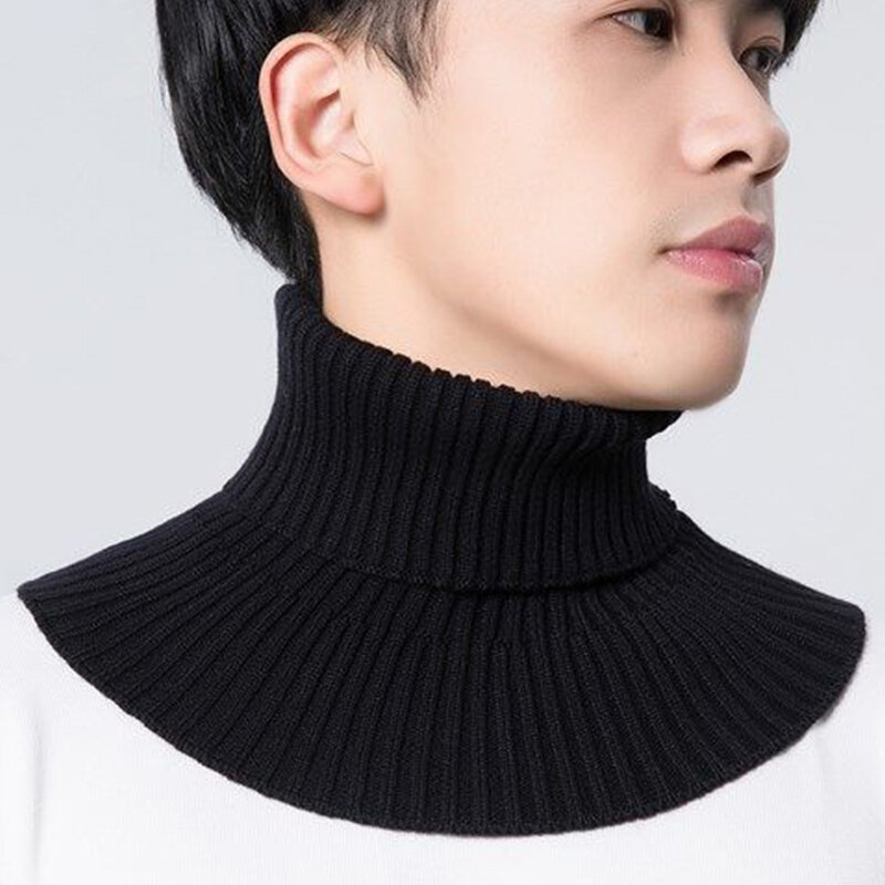 Men's Scarf Solid Pullover Fake Collar Winter Cycling Guard Neck Sleeve Warm Knitted Fake Collar Elastic Scarf Free Shipping