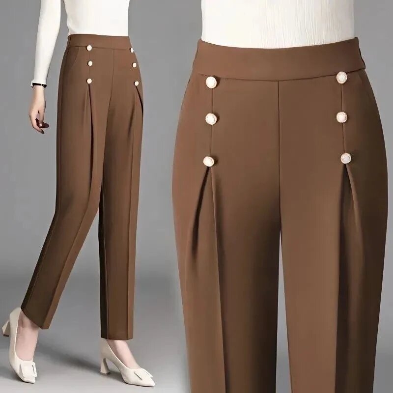Pantalon sarouel coréen pour femmes, grande taille, couleur pure, mince, décontracté, mode fjadt, pantalon trempé, 4XL, été, 2024