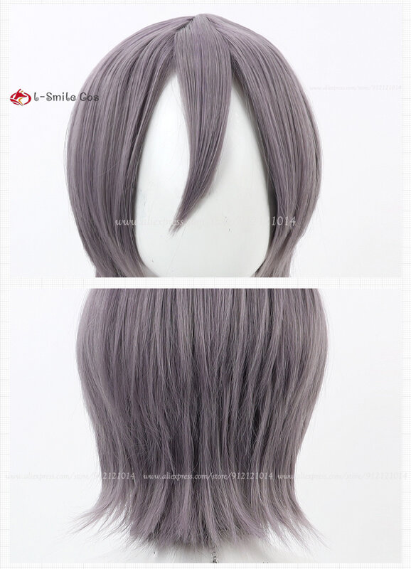 Anime Mashle Cosplay Margarette Macaron Cosplay Wig Short Grey Purple Wigs Heat Resistant Synthetic Hair Halloween Party Wig