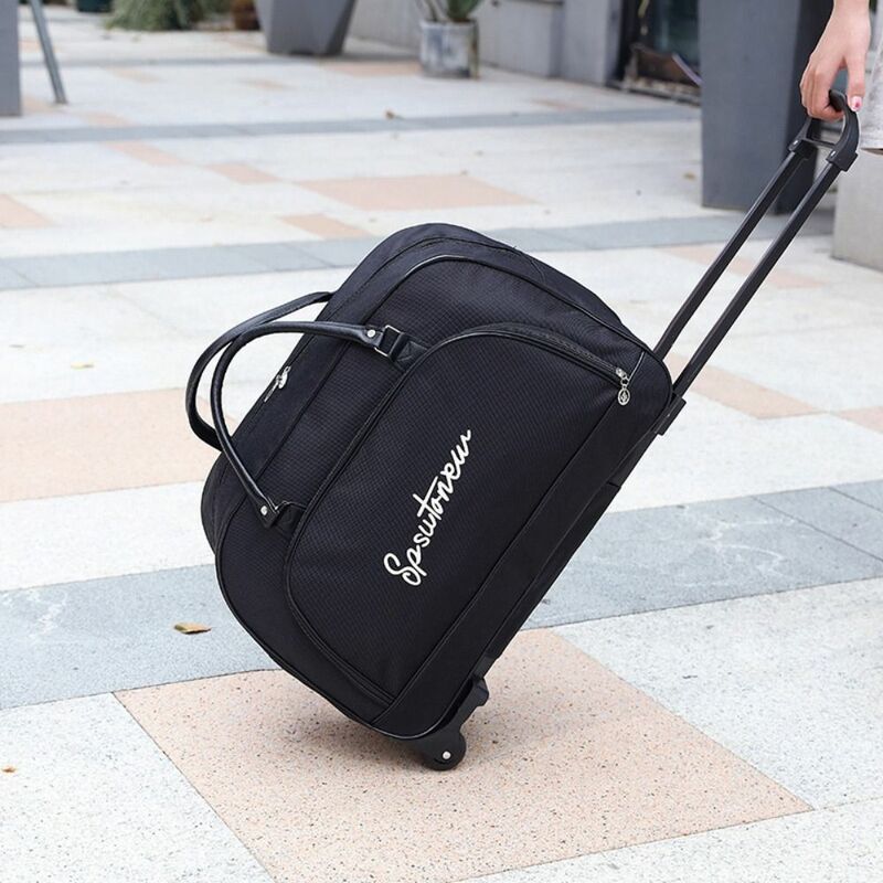 Bolso de mano de equipaje de PU de gran capacidad, bolsa de viaje impermeable con cremallera, bolsa de carrito transpirable para la noche