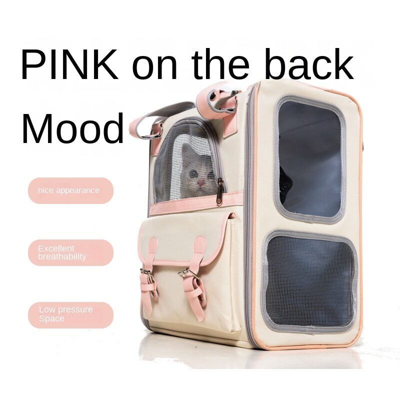 Large Capacity Fashion Color Contrast Cat Bag Dog Travel Portable Backpack Outdoor Anti-Stress Breathable Cat Backpace