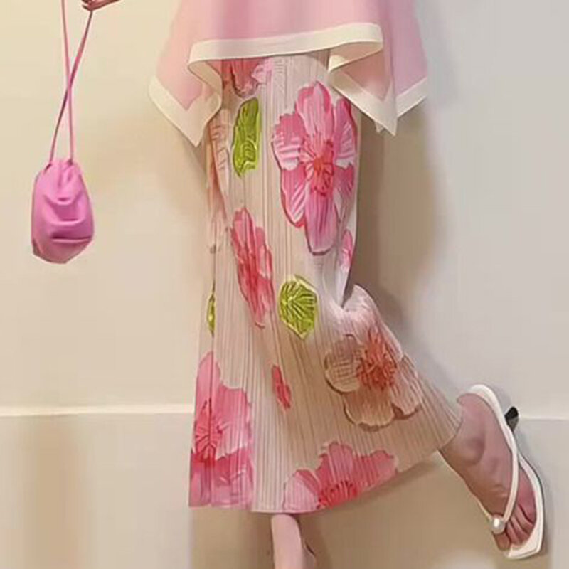 여성용 프렌치 패션 핑크 세트, 용수철 여름 2 피스 세트, 여성 의상 스커트