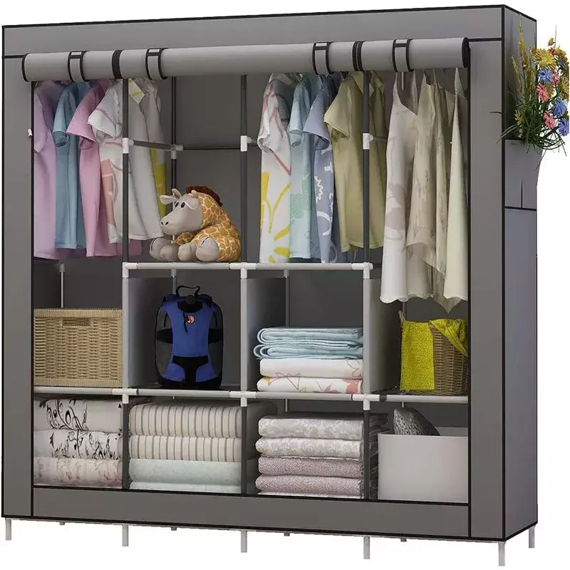 Udear-grande armário portátil, organizador de roupas com 6 prateleiras de armazenamento, disponível em preto, cinza, bege, opcional