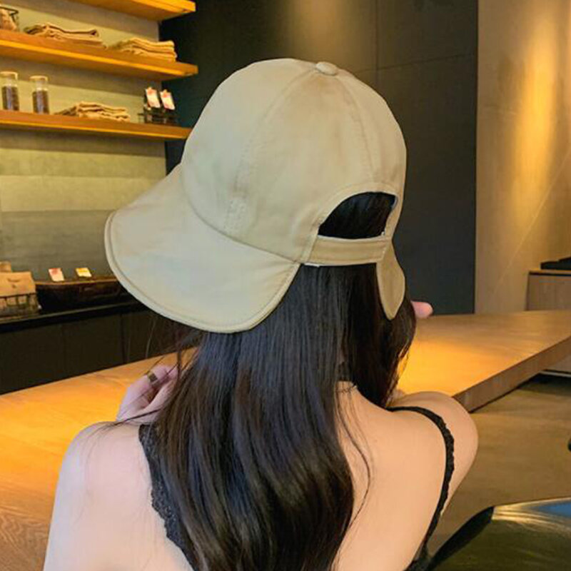 Topi katun lembut pelindung matahari wanita, topi nelayan pelindung matahari luar ruangan, pantai, dapat disesuaikan warna Solid musim panas