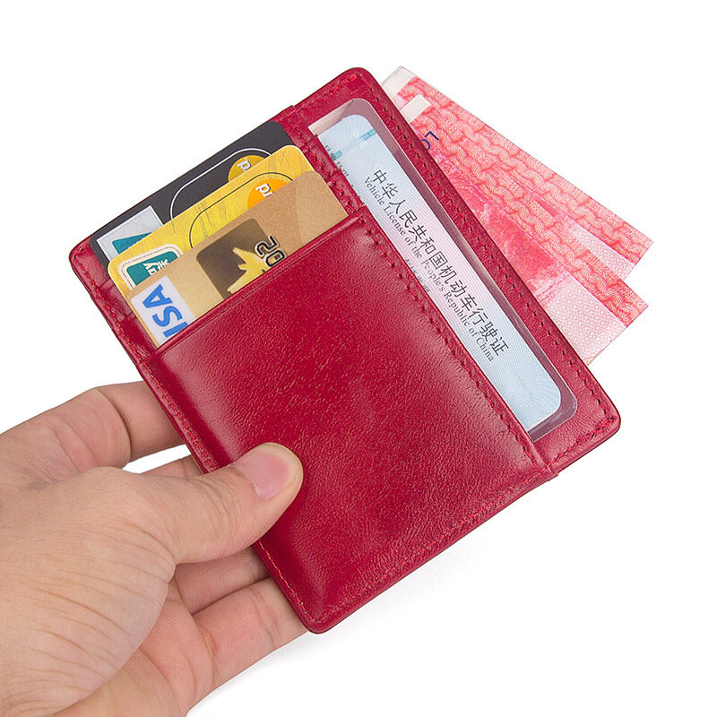 Casual Leather Fashion Card Bag Men's And Women's Rfid Function Zero Wallet Simple And Compact Anti-Scan Card Bag