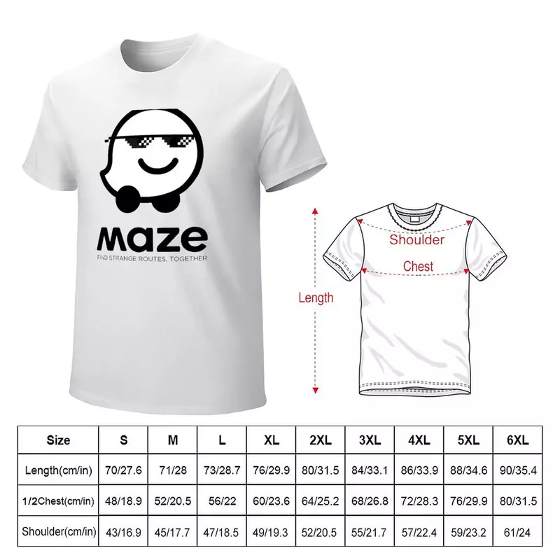 Doolhof-Waze Logo Parodie T-Shirt Zweet Schattige Tops Herenkleding