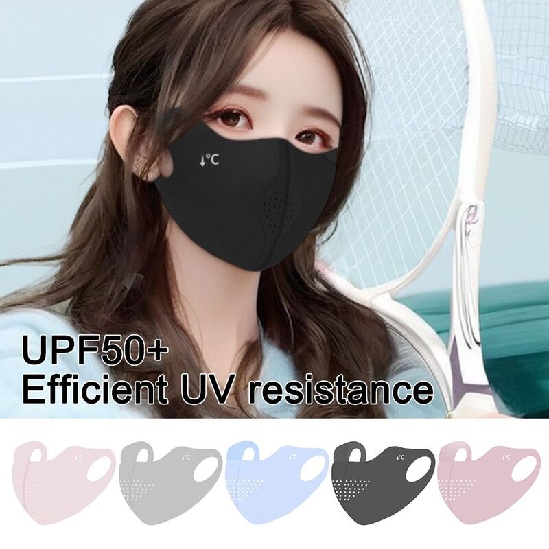 Respirável proteção solar UV ciclismo máscara facial para homens e mulheres, fina máscara esportiva ao ar livre, máscara facial de seda de gelo, novo