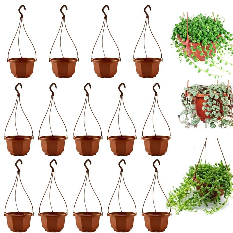 植木鉢用プラスチックチェーン、バルコニーの装飾用ハンギングバスケット、ポット、ガーデンアクセサリー、1個