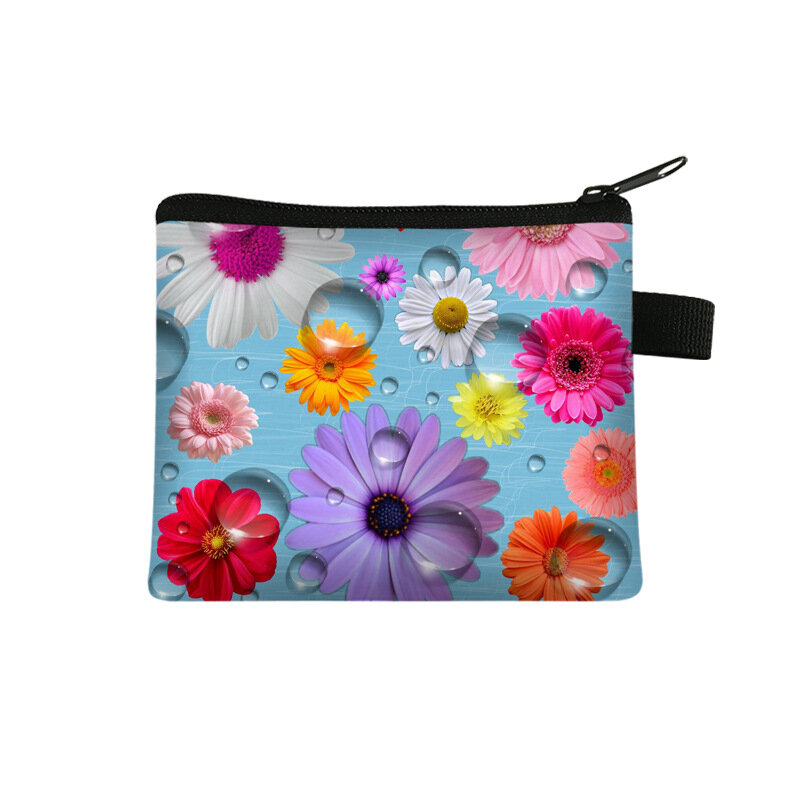 Carteira-귀여운 꽃 제로 디자인 짧은 지갑 남녀 공용, 패션, 카드 가방, 동전 지갑, 핸드백