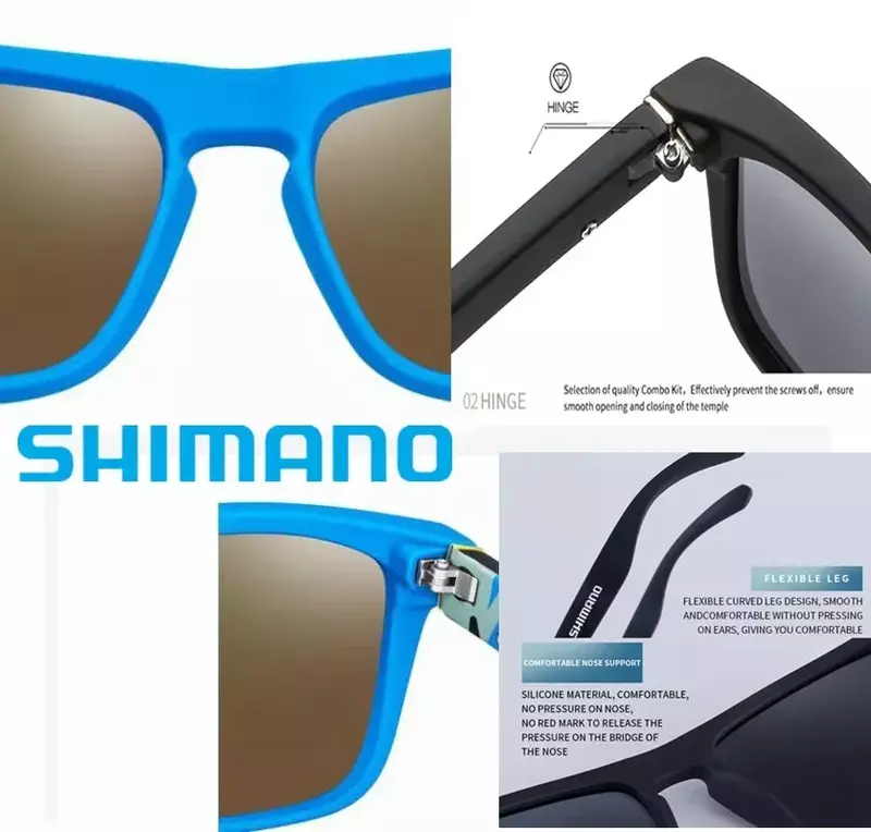Shimano-Óculos Polarizados Masculinos e Femininos, Proteção UV400, Ao ar livre, Caça, Pesca, Condução, Bicicleta, Caixa Opcional