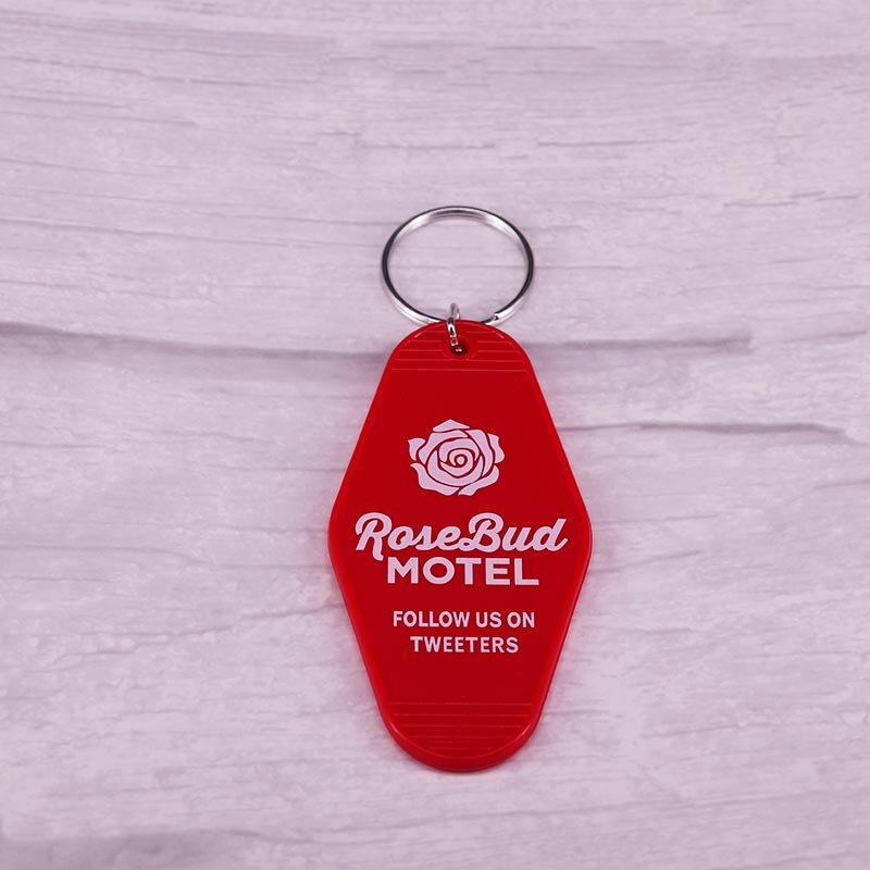 Rosebud Motel Badge Key Chain Fashionable Jewelry Accessories Animation Lovers Send Gifts to Each Other on Holidays