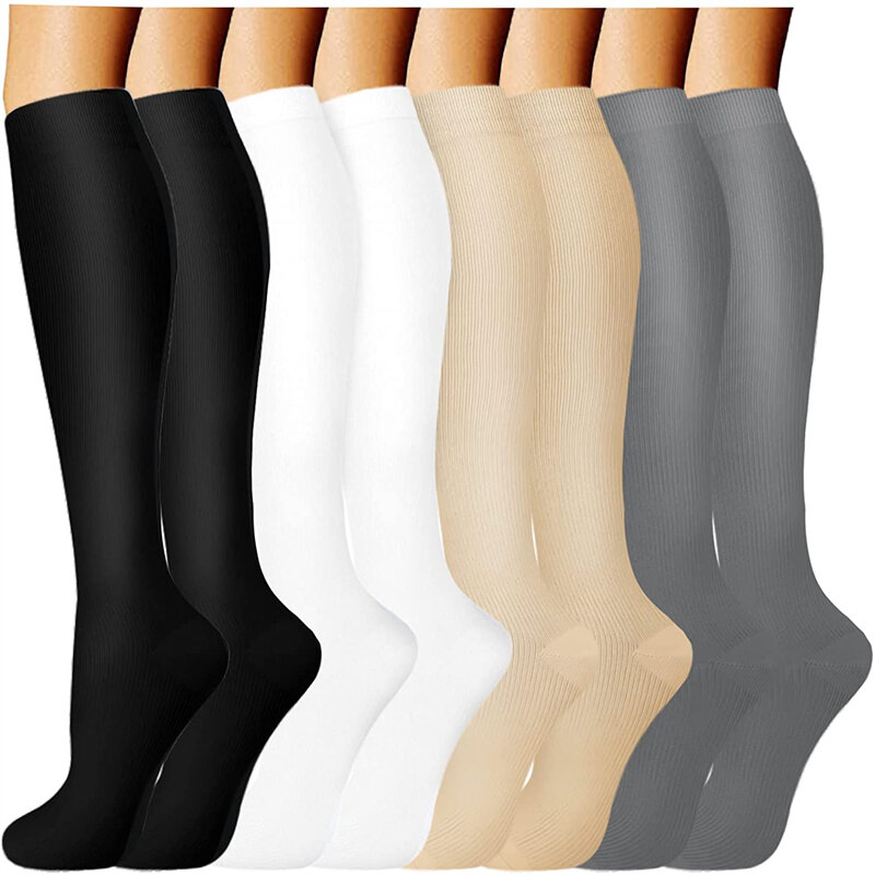 3/6/7 pares de compressão meias masculinas mulheres correndo esportes meias varicosa veia edema joelho alta suporte estiramento compressão meia